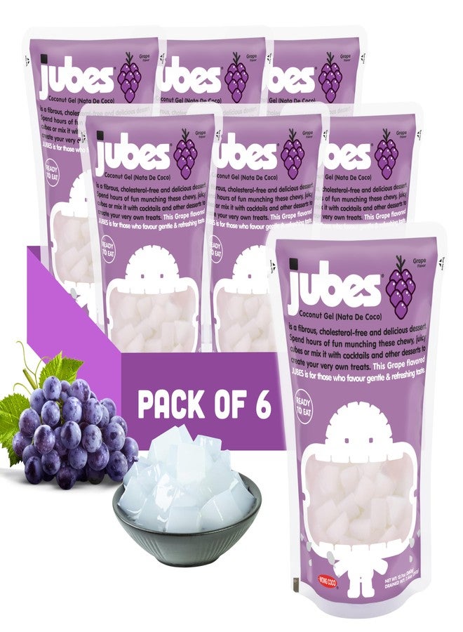 Jubes Grape Nata De Coco Jelly Cubes (12.7 oz, Pack of 6) - Grape Coconut Jelly Cubes for Sago - Coconut Gel in Syrup Toppings for Fruit Tea, Boba, Bubble Tea, Drinks, Desserts Yogurt, Ice Cream, Beverage - Image 2